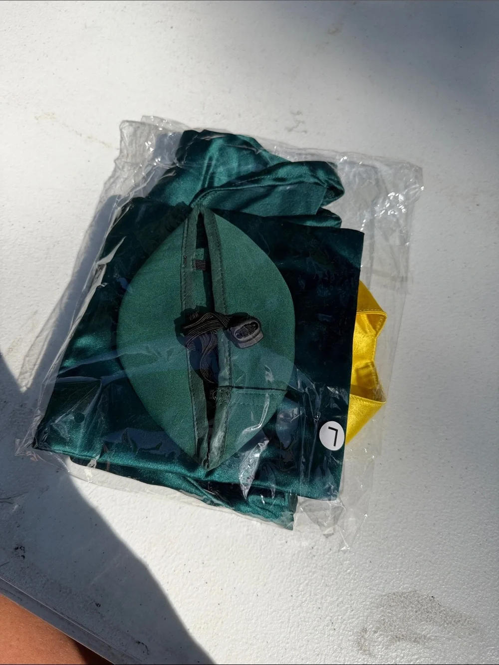 Green and Yellow Dog Graduation Costume with Cap no glasses new unused